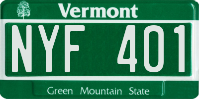 VT license plate NYF401