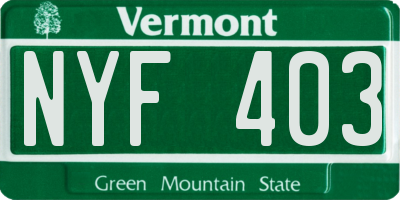 VT license plate NYF403