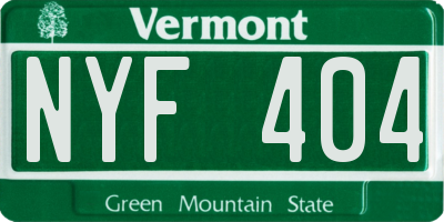 VT license plate NYF404
