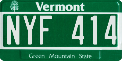 VT license plate NYF414