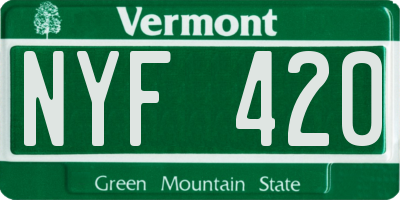 VT license plate NYF420
