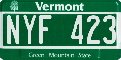 VT license plate NYF423