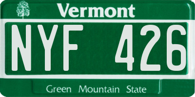 VT license plate NYF426