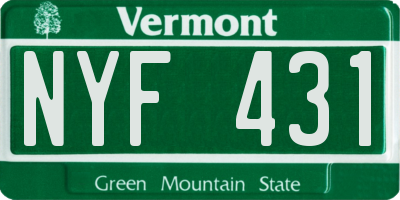 VT license plate NYF431