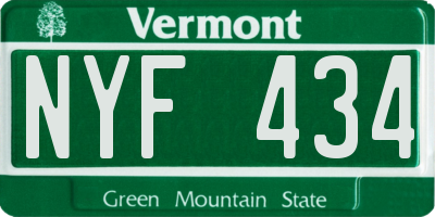 VT license plate NYF434