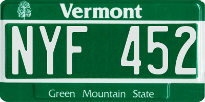 VT license plate NYF452