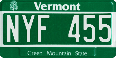 VT license plate NYF455