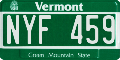 VT license plate NYF459