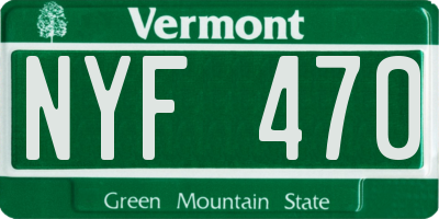 VT license plate NYF470