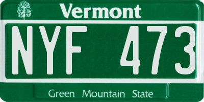 VT license plate NYF473