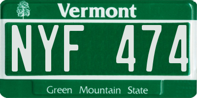VT license plate NYF474