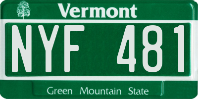 VT license plate NYF481