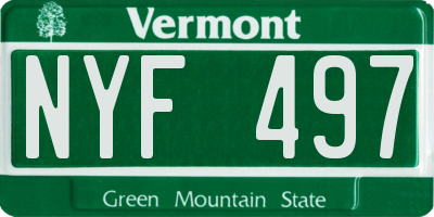 VT license plate NYF497