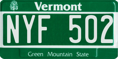 VT license plate NYF502