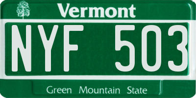 VT license plate NYF503