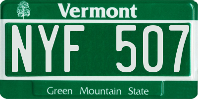VT license plate NYF507