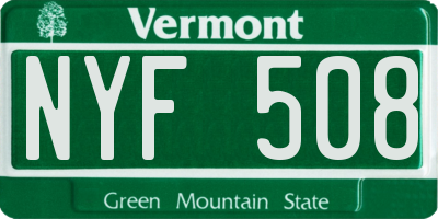 VT license plate NYF508