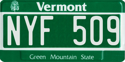 VT license plate NYF509