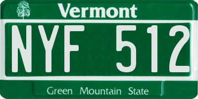 VT license plate NYF512