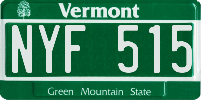VT license plate NYF515