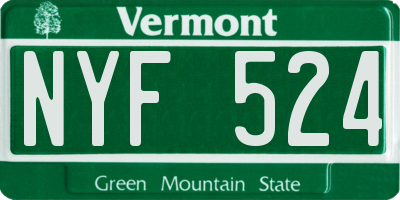 VT license plate NYF524