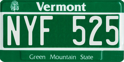 VT license plate NYF525