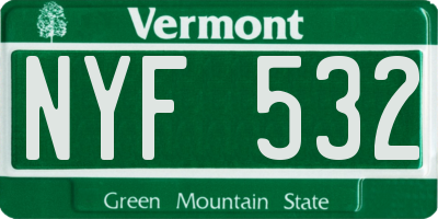 VT license plate NYF532