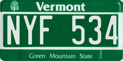 VT license plate NYF534