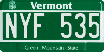 VT license plate NYF535