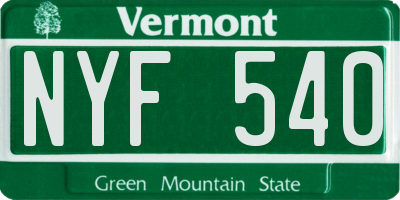 VT license plate NYF540