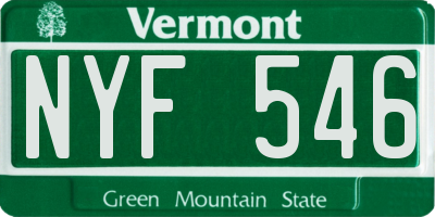VT license plate NYF546