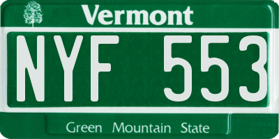 VT license plate NYF553