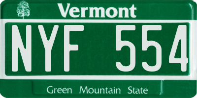 VT license plate NYF554