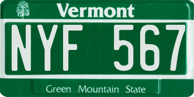 VT license plate NYF567