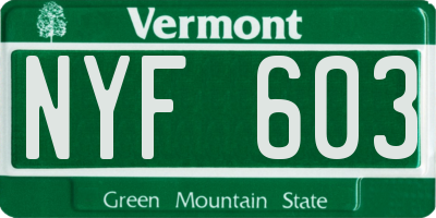 VT license plate NYF603
