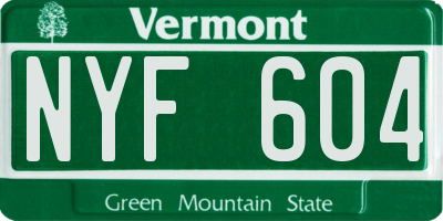 VT license plate NYF604