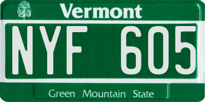 VT license plate NYF605