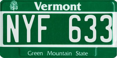 VT license plate NYF633