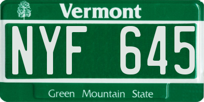 VT license plate NYF645