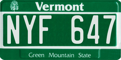 VT license plate NYF647