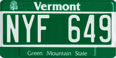 VT license plate NYF649