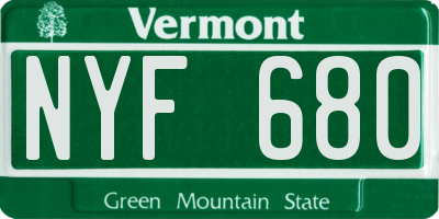 VT license plate NYF680