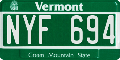 VT license plate NYF694