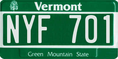 VT license plate NYF701