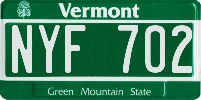 VT license plate NYF702