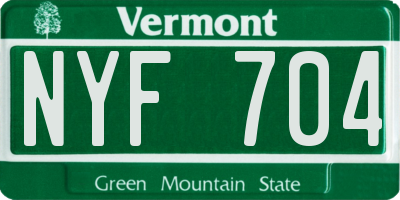 VT license plate NYF704