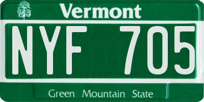 VT license plate NYF705