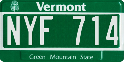 VT license plate NYF714