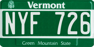 VT license plate NYF726