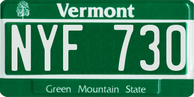VT license plate NYF730